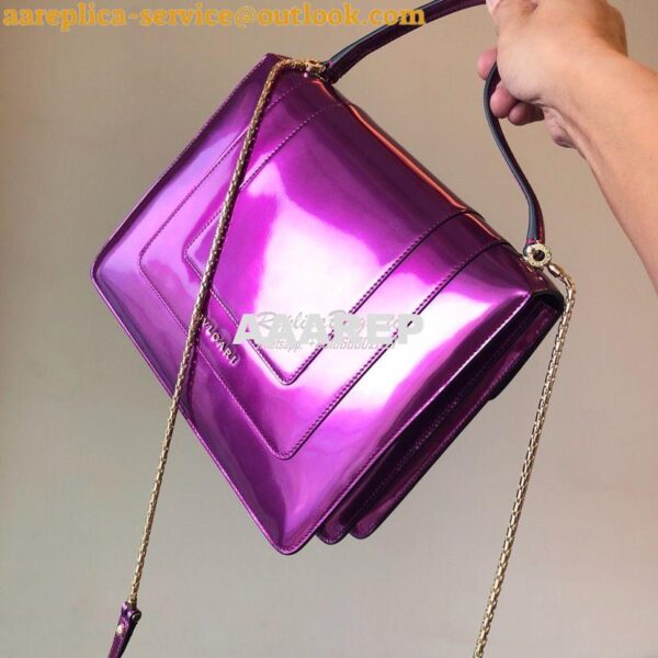 Replica Bvlgari Serpenti Forever Flap Cover Bag in Metallic Purple wit 5