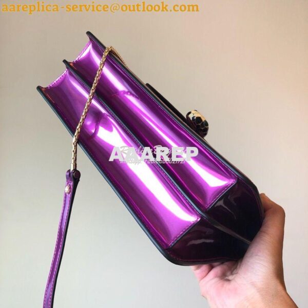 Replica Bvlgari Serpenti Forever Flap Cover Bag in Metallic Purple wit 6