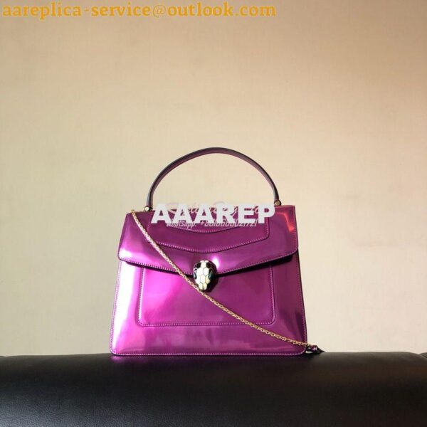 Replica Bvlgari Serpenti Forever Flap Cover Bag in Metallic Purple wit 8