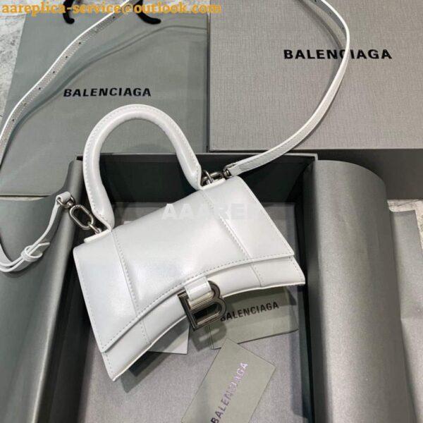 Replica Balenciaga 592833 Hourglass XS Top Handle Leather Bag White 3