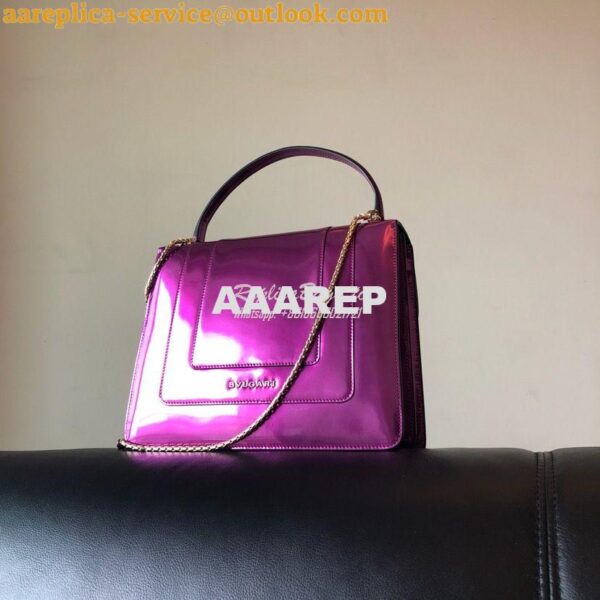 Replica Bvlgari Serpenti Forever Flap Cover Bag in Metallic Purple wit 9