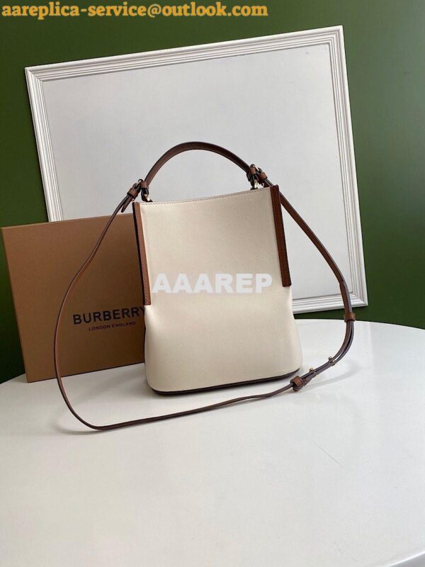 Replica Burberry Small Two-tone Leather Peggy Bucket Bag 80229491 Chal 13