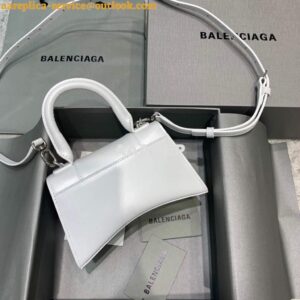 Replica Balenciaga 592833 Hourglass XS Top Handle Leather Bag White 2