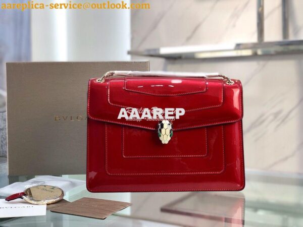 Replica Bvlgari Serpenti Forever Flap Cover Bag in Metallic Red 39793 3