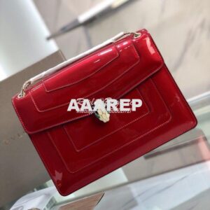 Replica Bvlgari Serpenti Forever Flap Cover Bag in Metallic Red 39793 2