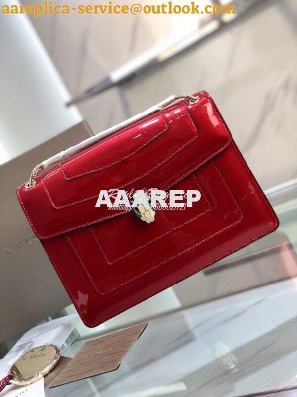 Replica Bvlgari Serpenti Forever Flap Cover Bag in Metallic Red 39793 4