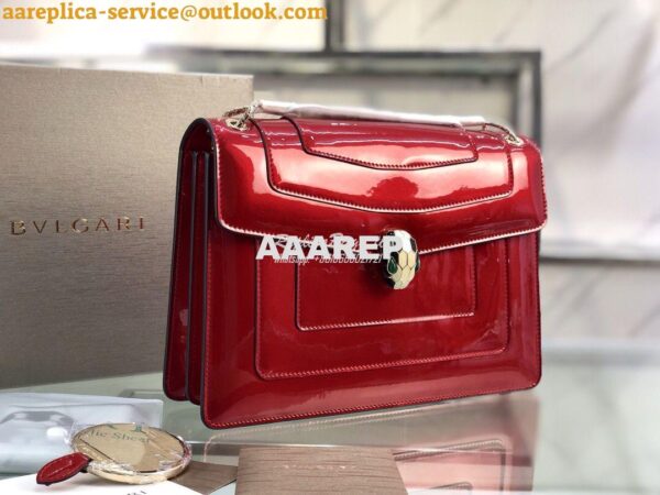 Replica Bvlgari Serpenti Forever Flap Cover Bag in Metallic Red 39793 5