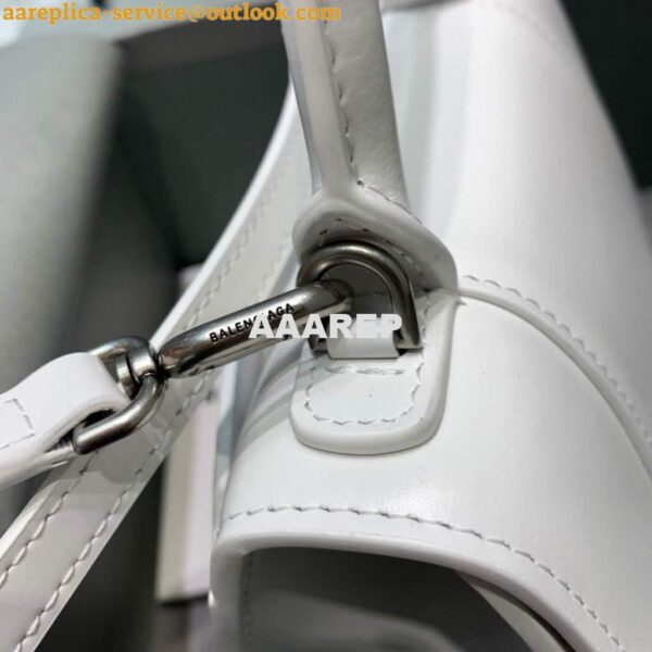 Replica Balenciaga 592833 Hourglass XS Top Handle Leather Bag White 8