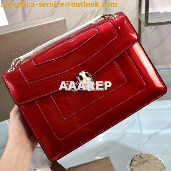 Replica Bvlgari Serpenti Forever Flap Cover Bag in Metallic Red 39793 7