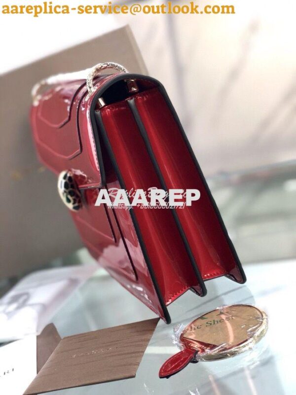 Replica Bvlgari Serpenti Forever Flap Cover Bag in Metallic Red 39793 8