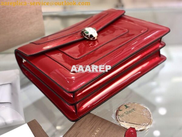 Replica Bvlgari Serpenti Forever Flap Cover Bag in Metallic Red 39793 9