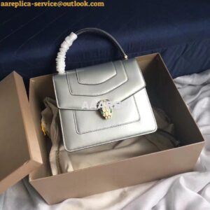 Replica Bvlgari Serpenti Forever Flap Cover Bag in Metallic Silver wit