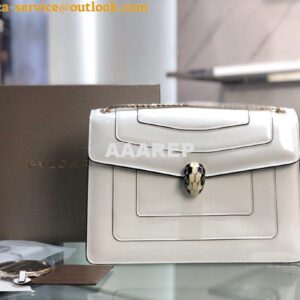 Replica Bvlgari Serpenti Forever Flap Cover Bag in Metallic White 3979