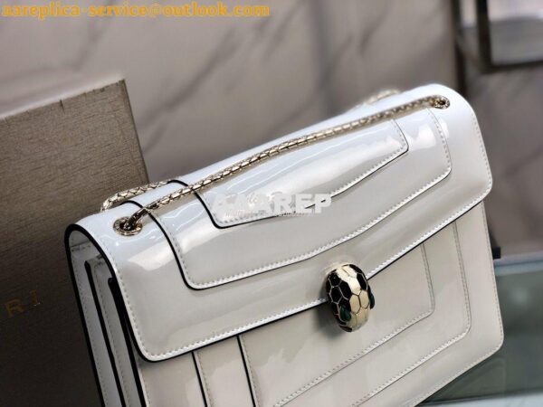 Replica Bvlgari Serpenti Forever Flap Cover Bag in Metallic White 3979 7