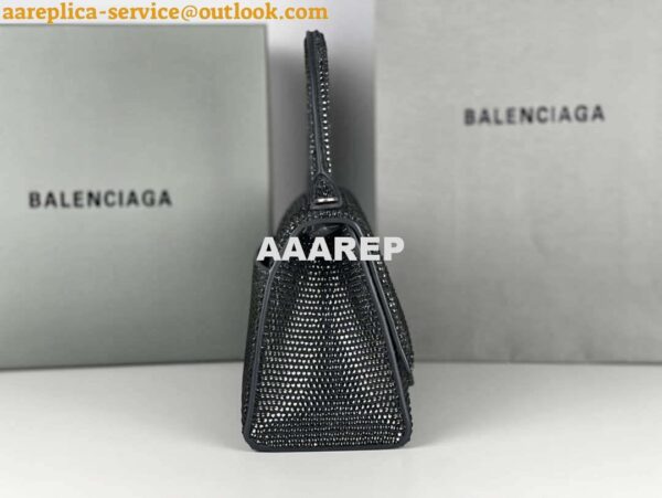 Replica Balenciaga 59283328 Hourglass Top Handle in Gray Suede Calfskin with Rhinestones 7