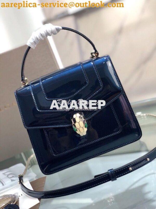 Replica Bvlgari Serpenti Forever Flap Cover Bag in Metallic with Handl 5