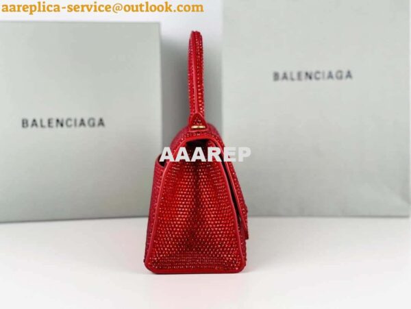 Replica Balenciaga 59283328 Hourglass Top Handle in Red Suede Calfskin with Rhinestones 5