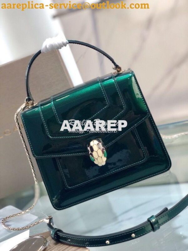 Replica Bvlgari Serpenti Forever Flap Cover Bag in Metallic with Handl 4