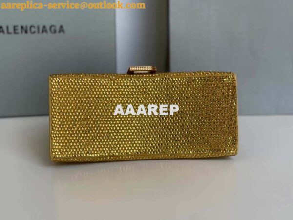 Replica Balenciaga 59283328 Hourglass Top Handle in Yellow Suede Calfskin with Rhinestones 7