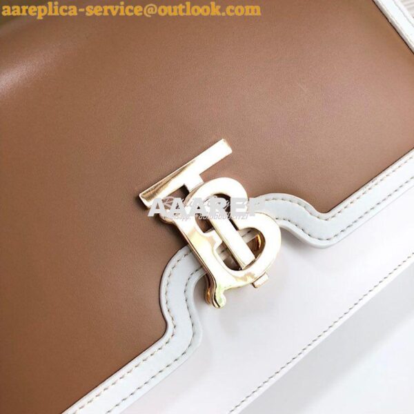 Replica Burberry TB Leather Bag 80103351 Light Camel w White 5