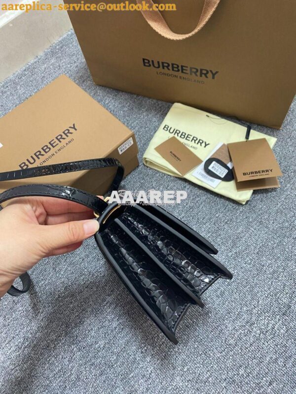 Replica Burberry Tb Mini Croc-effect Leather Shoulder Bag in black 8