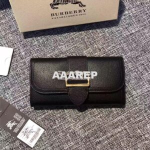 Replica Burberry Textured black Leather Continental Wallet 40259731