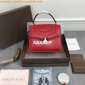 Replica Bvlgari Serpenti Forever Flap Cover Bag with Handle 284537 Red