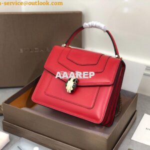 Replica Bvlgari Serpenti Forever Flap Cover Bag with Handle 284537 Red 2