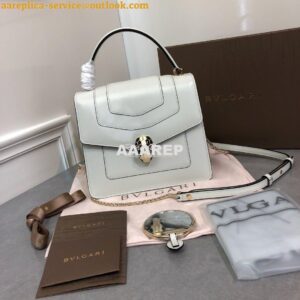 Replica Bvlgari Serpenti Forever Flap Cover Bag with Handle 284537 Whi 2