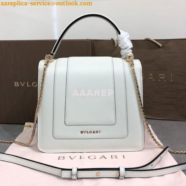 Replica Bvlgari Serpenti Forever Flap Cover Bag with Handle 284537 Whi 5