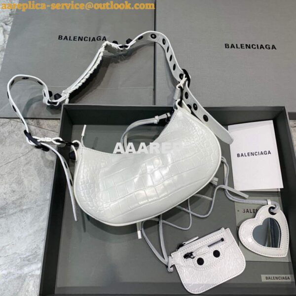 Replica Balenciaga 700940210 Women's Neo Cagole XS Handbag in White Crocodile lambskin 4