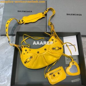 Replica Balenciaga 700940210 Women's Neo Cagole XS Handbag in Yellow Arena lambskin