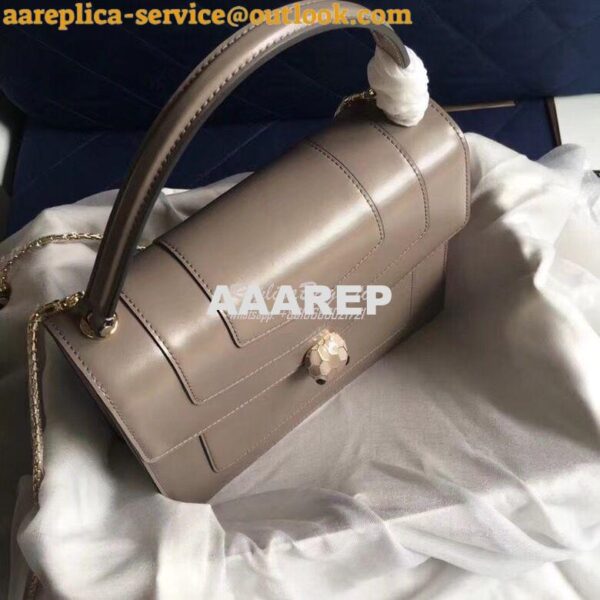 Replica Bvlgari Serpenti Forever Flap Cover Bag With Handle Grey Mediu 5