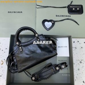 Replica Balenciaga 700940210B Neo Cagole City Handbag in black Arena Lambskin 2