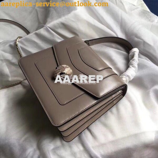 Replica Bvlgari Serpenti Forever Flap Cover Bag With Handle Grey Small 4