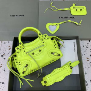 Replica Balenciaga 700940210B Neo Cagole City Handbag in Lemon Yellow Arena Lambskin