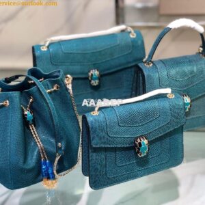 Replica Bvlgari Serpenti Forever Medium Bag in Deep Jade Metallic Karu 2