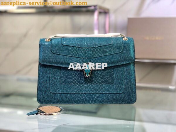 Replica Bvlgari Serpenti Forever Medium Bag in Deep Jade Metallic Karu 5