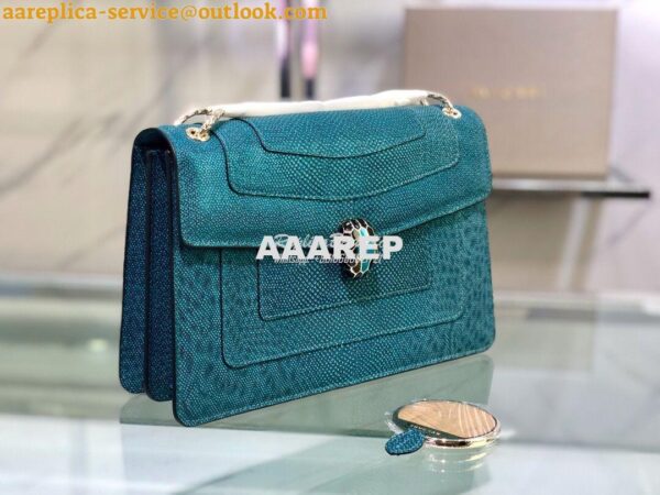 Replica Bvlgari Serpenti Forever Medium Bag in Deep Jade Metallic Karu 6