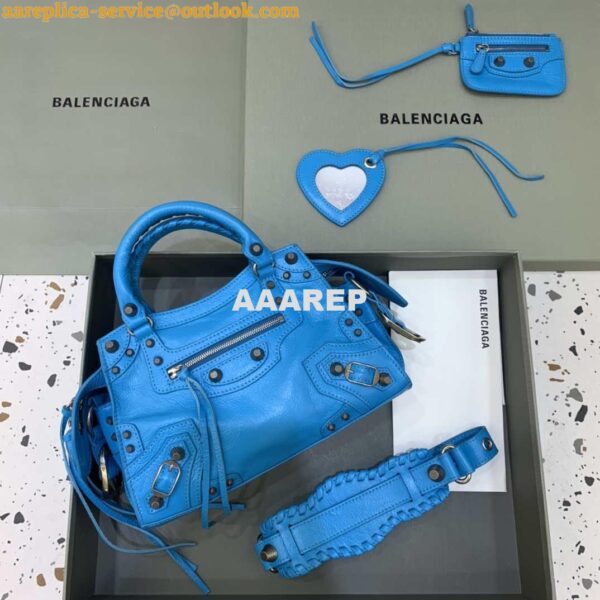 Replica Balenciaga 700940210B Neo Cagole City Handbag in Sky blue Arena Lambskin 3