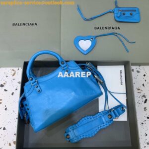 Replica Balenciaga 700940210B Neo Cagole City Handbag in Sky blue Arena Lambskin 2