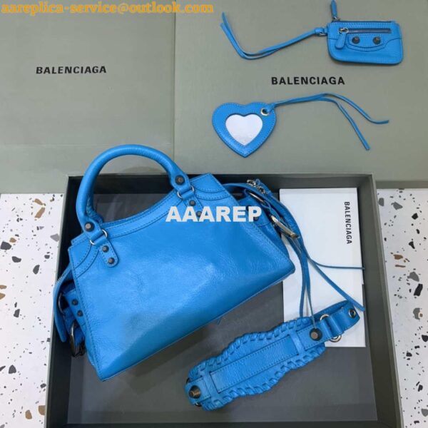 Replica Balenciaga 700940210B Neo Cagole City Handbag in Sky blue Arena Lambskin 4