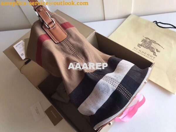 Replica Burberry The Medium Ashby in Canvas Check and Brown Leather 3