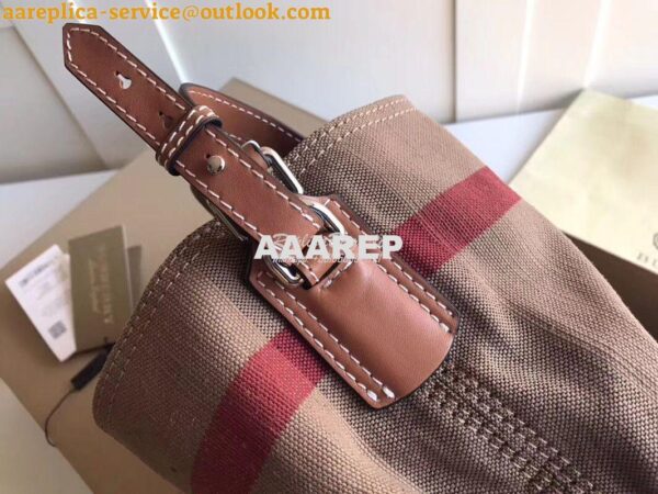 Replica Burberry The Medium Ashby in Canvas Check and Brown Leather 4