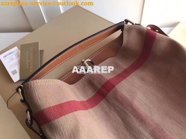 Replica Burberry The Medium Ashby in Canvas Check and Brown Leather 5