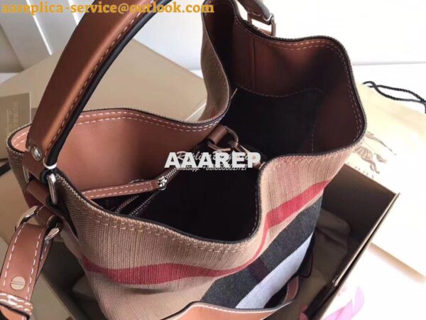 Replica Burberry The Medium Ashby in Canvas Check and Brown Leather 6