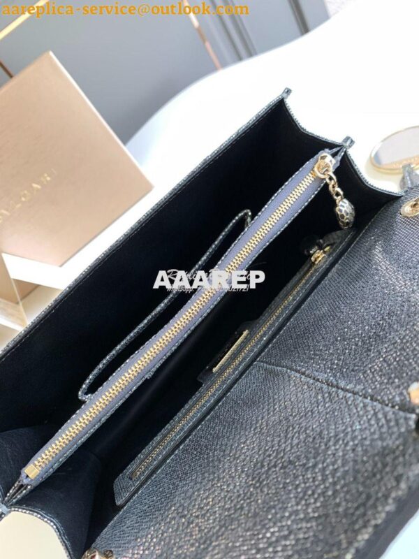 Replica Bvlgari Serpenti Forever Medium Bag in Onyx Metallic Karung Sn 10