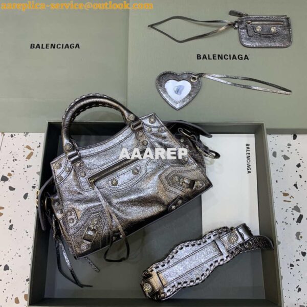 Replica Balenciaga 700940210B Neo Cagole City Handbag in Sliver Grey Arena Lambskin 3