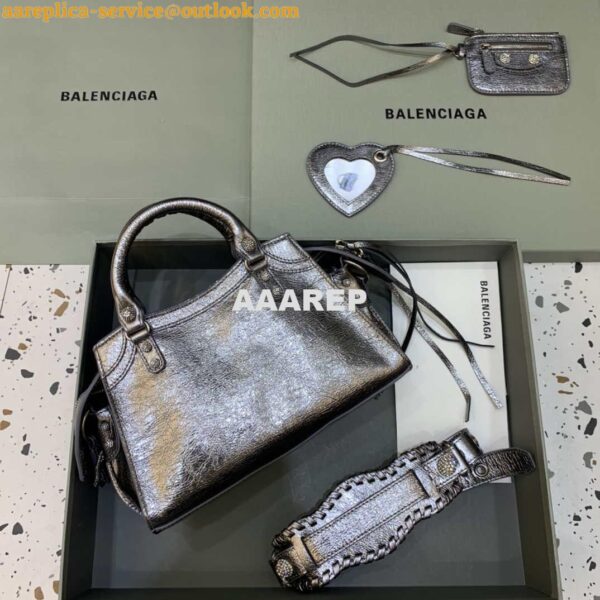 Replica Balenciaga 700940210B Neo Cagole City Handbag in Sliver Grey Arena Lambskin 4