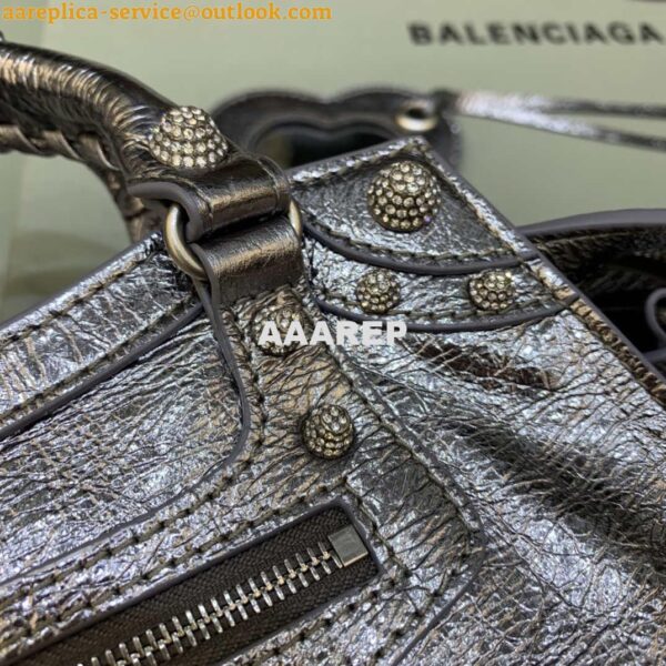 Replica Balenciaga 700940210B Neo Cagole City Handbag in Sliver Grey Arena Lambskin 7